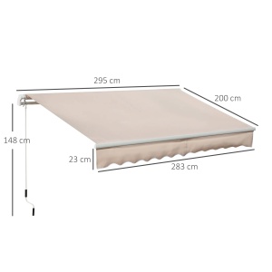 Copertina extensibila de exterior Re-Bloom, poliester 280g/m²/aluminiu/metal, 295x200 cm, deschidere manivela diametru 13x1480mm, bej - Verificat A · Re-Bloom - Img 3
