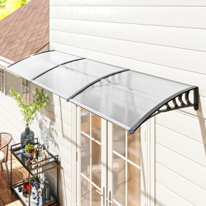 Copertina exterioara curbata din policarbonat 5mm, PP si aluminiu, 90x295x23.5cm, Transparent/Negru - Verificat A · Re-Bloom - Img 2