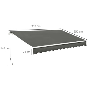Copertina retractabila de exterior Re-Bloom, aluminiu/metal/poliester, 350x250 cm, deschidere manuala cu manivela, gri - Verificat A · Re-Bloom - Img 3