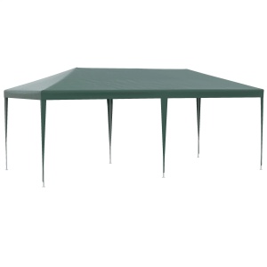 Cort de gradina 6x3m, cadru otel/tesatura PE, 5.85x2.95x2.55m, streasina 1.95m, pereti detasabili, ferestre 1.8x1.03m, 6 sfori + 12 tarusi, verde - Verificat A · Re-Bloom - Img 6