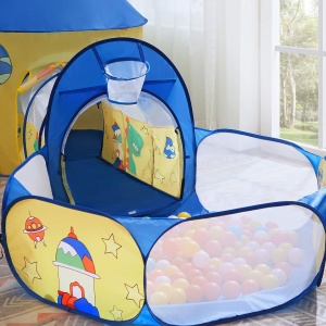 Cort de joaca pentru copii Songmics, 3 in 1, metal/poliester, multicolor, Resigilat, Grad A - Img 3