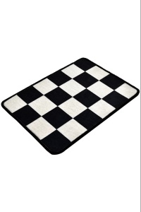 Covoras de baie, poliester 100%, 40x60 cm, antiderapant, antialergic, alb/negru - Verificat A · Re-Bloom