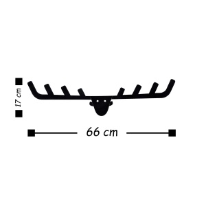 Cuier de perete Re-Bloom, model cerb, metal, negru, 66 x 17 cm - Img 2