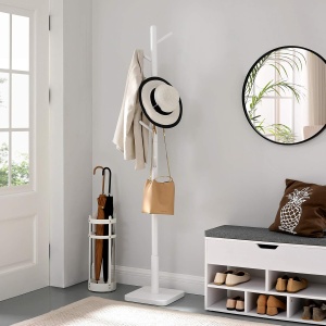 Cuier Vasagle, lemn masiv, alb, 30 x 175 cm, Resigilat, Grad A - Img 5