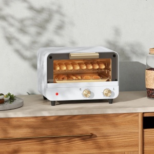 Cuptor electric Re-Bloom, cu temporizator si temepratura reglabila, otel inoxidabil/sticla calita/plastic, alb/auriu, 31,5 x 27,7 x 22,7 cm, 12L, Resigilat, Grad A - Img 4