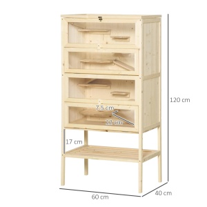 Cusca cu 4 nivele pentru rozatoare Re-Bloom, bambus, natur, 47,5 x 26 x 44,5 cm, Resigilat, Grad A - Img 3