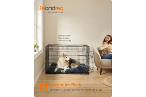 Cusca pentru animale Feandrea, pliabila, otel/plastic, negru, 136 x 79 x 87 cm, Resigilat, Grad A - Img 2