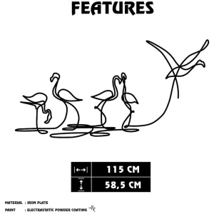 Decor de perete model Flamingo din metal 115x58.5 cm, design modern, negru - Verificat A · Re-Bloom - Img 5