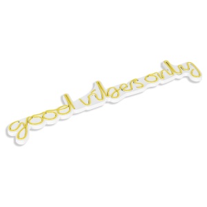 Decor de perete Re-Bloom, Good Vibes Only, galben/alb, 79 x 19 x 2 cm - Img 2