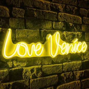 Decor de perete Re-Bloom, Love Venice, LED, PVC, galben, 60 x 2 x 15 cm - Img 2