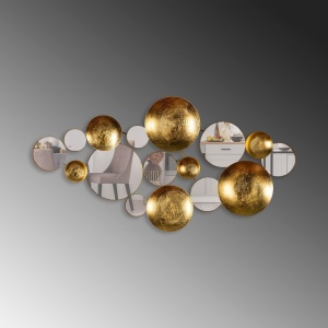 Decor de perete Re-Bloom, metal, auriu, 116 x 60 x 4 cm - Img 1