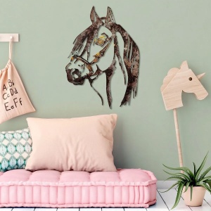 Decor de perete Re-Bloom, model cal, metal, maro, 38 x 53 cm - Img 4