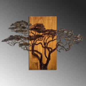 Decor de perete Re-Bloom, model copac, lemn/metal, maro/negru, 90 x 58 x 3 cm - Img 3