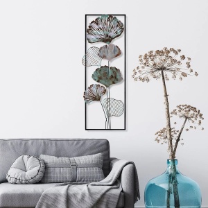 Decor de perete Re-Bloom, model floral, meta, multicolor, 32 x 90 x 4 cm - Img 5