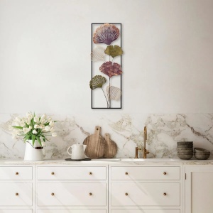 Decor de perete Re-Bloom, model floral, metal, multicolor, 32 x 90 cm - Img 4