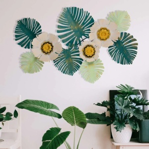Decor de perete Re-Bloom, model floral, metal, multicolor, 80 x 8 x 55 cm - Img 3