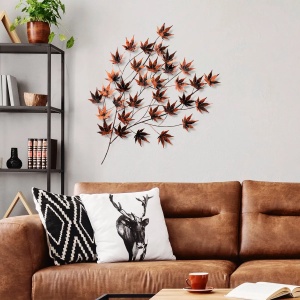 Decor de perete Re-Bloom, model frunze, metal, maro, 85 x 115 x 4 cm - Img 3