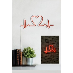 Decor de perete Re-Bloom, model inima, LED, rosu, 51 x 21 cm - Img 5