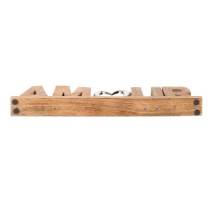 Decoratiune Olivas, model Amour, lemn/metal, natur/argintiu, 50 x 5 x 15 cm - Img 3