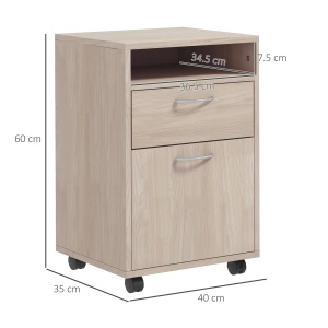 Dulap de birou, cu roti, PAL/metal, stejar, 40 x 35 x 60 cm, Resigilat, Grad A - Img 4