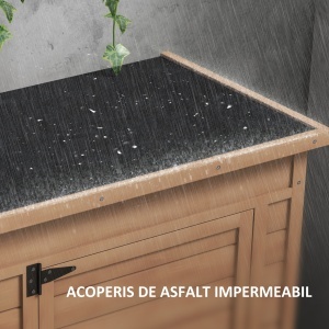 Dulap de depozitare pentru gradina Re-Bloom, lemn masiv, maro, 75 x 56 x 117 cm, Resigilat, Grad A - Img 6