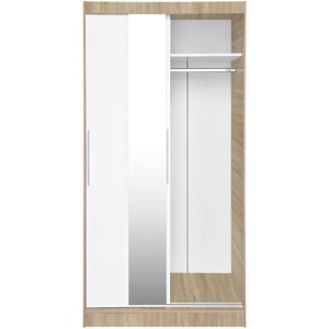 Dulap/Dressing KringX Fiona 100, usi glisante cu oglinda, 100x60x200 cm, culoare sonoma, Resigilat, Grad B - Img 3