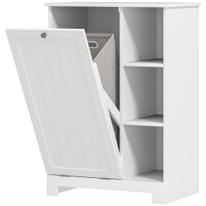 Dulap pentru baie + Cos de rufe, MDF, alb, 60 x 38 x 86 cm, Resigilat, Grad A