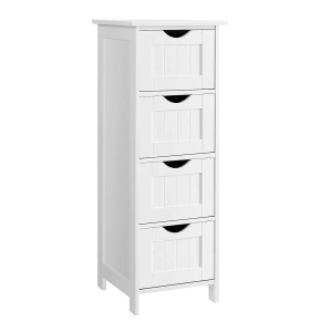 Dulap pentru baie Songmics, 4 sertare, MDF, alb, 30 x 30 x 82 cm, Resigilat, Grad A