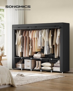Dulap Songmics, otel/plastic/textil, negru, 211 x 45 x 167 cm, Resigilat, Grad A - Img 5