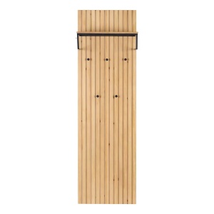 Eldredge cuier panou 51x170x28 cm, lemn masiv pin lacuit, bara si carlige metal negru, raft palarii, pin/negru - Verificat A · Re-Bloom - Img 3