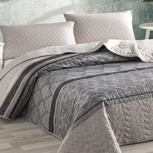 Eponj Home set cuvertura matlasata Creative Grey, 65% bumbac/35% poliester, 200x220 cm + 2x50x70 cm, umplutura fibre siliconice 90g/m² - Verificat A · Re-Bloom - Img 2