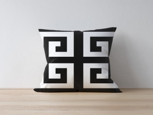 Fata de perna decorativa, 50% bumbac/50% poliester, 43x43 cm, alb/negru - Verificat A · Re-Bloom - Img 2