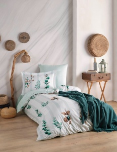 Fata de perna, satin bumbac 100%, 80x80 cm, lavabil 40°C, multicolor - Verificat A · Re-Bloom - Img 1