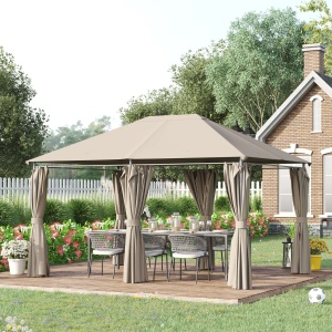 Foisor de gradina cu 6 pereti detasabili Re-Bloom, otel acoperit pulbere/poliester, 400x300x264 cm, 22 kg, bej - Verificat A · Re-Bloom - Img 3