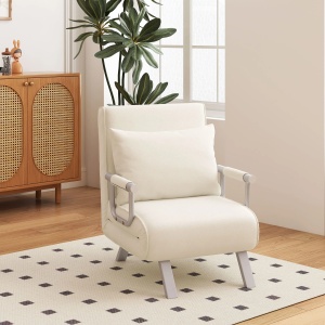 Fotoliu extensibil 2 in 1 Re-Bloom, cu spatar reglabil, otel/textil, bej/gri, 65 x 69 x 80 cm, Resigilat, Grad A - Img 4