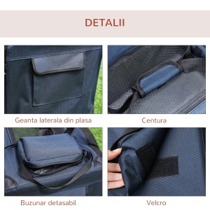 Geanta pentru caini cu 3 intrari Re-Bloom, panza Oxford/metal, albastru inchis/negru, 70 x 51 x 50 cm, Resigilat, Grad A - Img 5