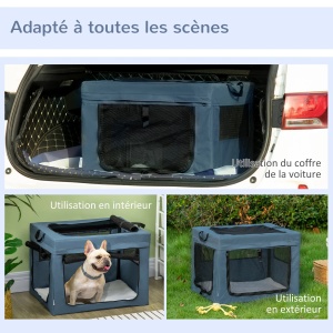 Geanta transport pliabila animale, cu manere si perna, Oxford/otel, 69x51x51cm, Albastru/Negru - Verificat A · Re-Bloom - Img 6