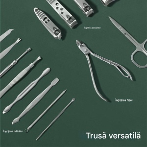 H&S trusa manichiura si pedichiura 14 piese, otel inoxidabil, foarfeca, clesti, taietor, husa depozitare, verde - Verificat A · Re-Bloom - Img 5