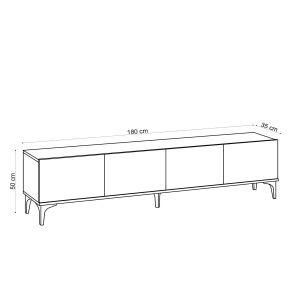 Hanah Home comoda TV, PAL melaminat, 180x35x50 cm, grosime 18mm, stejar safir - Verificat A · Re-Bloom - Img 4