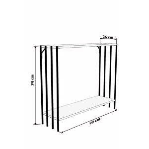 Hanah Home masa consola, PAL melaminat 18mm/metal, 90x26x74 cm, negru/pin atlantic - Verificat A · Re-Bloom - Img 4