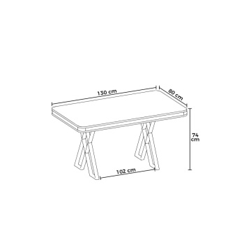 Hanah Home masa dining 130x80x74 cm, blat panou lacuit 100%, picioare metal, marmura neagra si auriu - Verificat A · Re-Bloom - Img 3