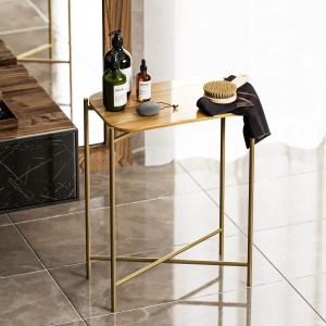 Hanah Home masuta cafea, lemn 100% + cadru metalic, 40x26x56 cm, 2.1kg, auriu/natural - Verificat A · Re-Bloom - Img 4