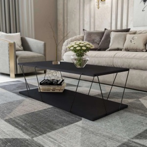 Hanah Home masuta de cafea, PAL melaminat/cadru metal, 120x50x30 cm, grosime 18mm, antracit - Verificat A · Re-Bloom - Img 3