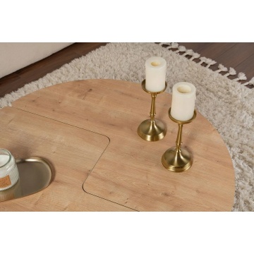 Hanah Home masuta de cafea rotunda D90x41 cm, PAL 18mm melaminat, stejar - Verificat A · Re-Bloom - Img 4