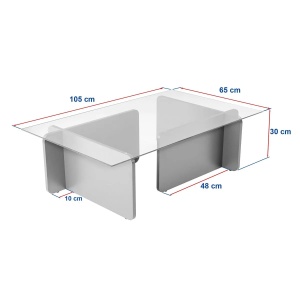 Hanah Home masuta de cafea, sticla temperata/PAL melaminat, 105x65x30 cm, grosime 18mm, antracit - Verificat A · Re-Bloom - Img 2