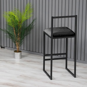 Hanah Home scaun bar, metal 100% + spuma 22DNS, 35x35x84 cm, inaltime sezut 65cm, negru - Verificat A · Re-Bloom - Img 2