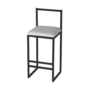 Hanah Home set 4 scaune de bar, metal 100% + spuma 22DNS, 35x35x84 cm, inaltime sezut 65cm, negru/crem - Verificat A · Re-Bloom - Img 2