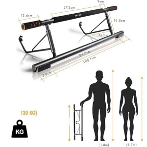 High Pulse bara tractiuni Pull Up Bar 90x24 cm, 120 kg, otel carbon, pozitii multiple prindere, tampoane spuma, montaj fara gaurire - Verificat A · Re-Bloom - Img 3