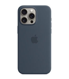 Husa de protectie Apple Silicone Case with MagSafe pentru iPhone 15 Pro Max, Storm Blue, Resigilat, Grad A
