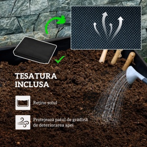 Jardiniera de gradina cu orificiu drenaj si roti Re-Bloom, lemn de molid, 89x48x47 cm, interior 83x42x35 cm, 35 kg, negru - Verificat A · Re-Bloom - Img 4